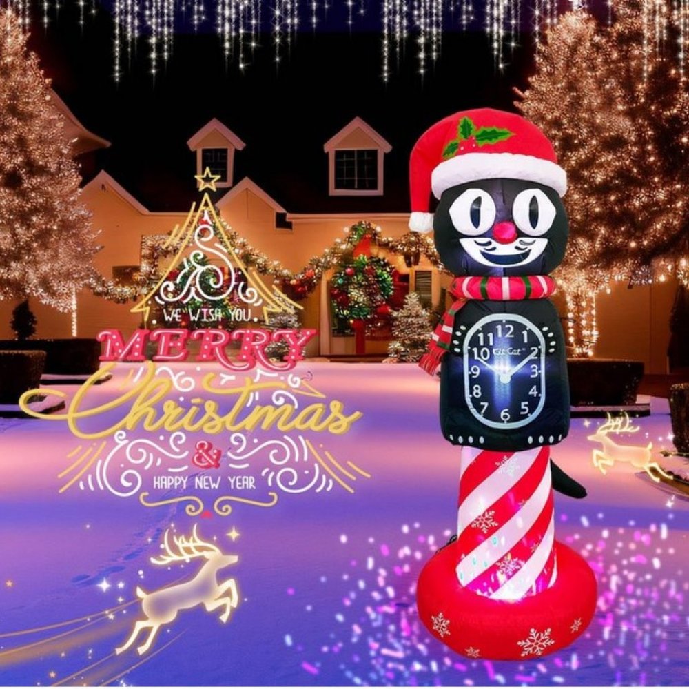 6-Foot Inflatable Kit-Cat Klock with Animated Tail and Rotating Lights